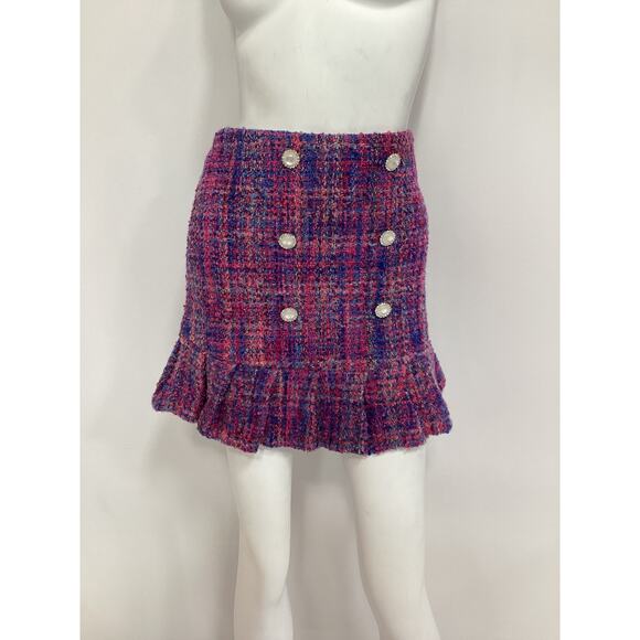 Assignment 'Marseille' Purple Tweed Embellished Mini Skirt Size XS - Picture 2 of 4